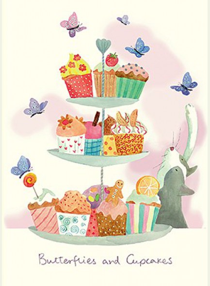 Two Bad Mice Butterflies and Cupcakes kaart